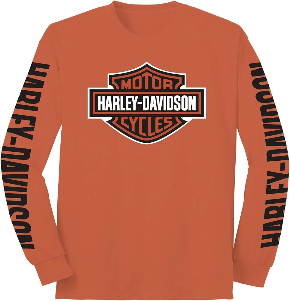 Harley-Davidson Men's Bar & Shield Long Sleeve Graphic Tee, Orange - 99138-22VM | Amazon (US)