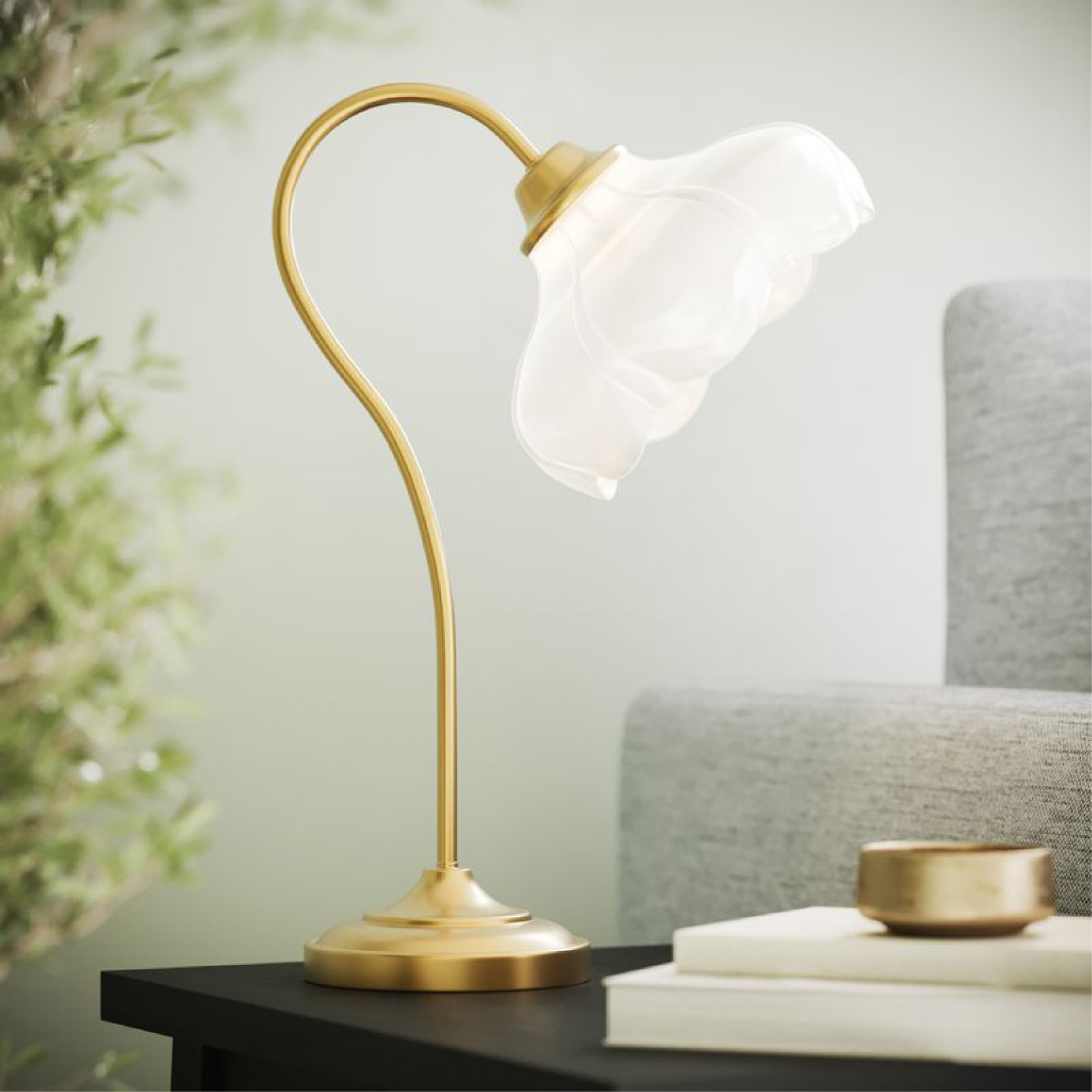 Beautiful 19" x 12" Glass Petal Shade Table Lamp with Gold Metal Base by Drew Barrymore | Walmart (US)