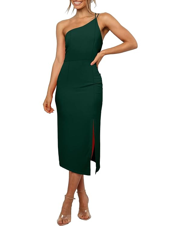 ANRABESS Women's Summer Sleeveless One Shoulder Spaghetti Strap Backless Bodycon Slit Party Cockt... | Amazon (US)