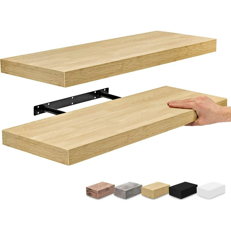 Sorbus 2 Pack Wood Floating Shelves - Modern and Traditional Decor Hanging Wall Shelves - 24 Inch... | Walmart (US)