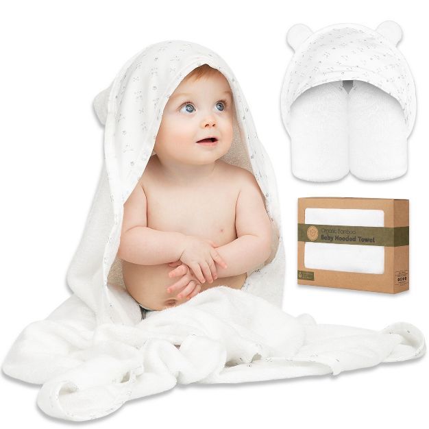 KeaBabies Organic Bath Hooded Towel, "KeaStory" White | Target
