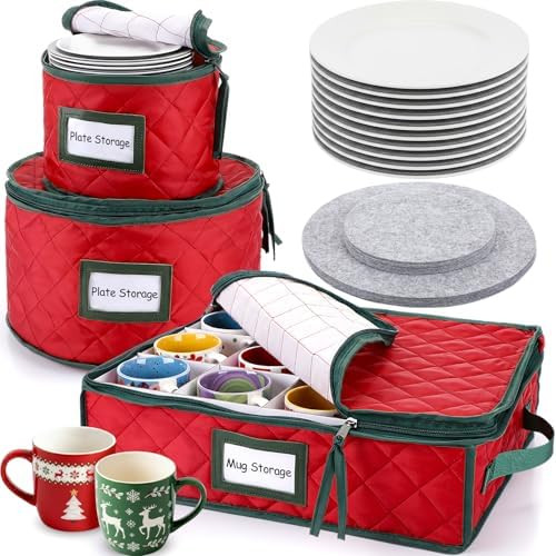 3 Pcs Christmas China Storage Containers Include Cup Mug Storage Box Plate Organizer Containers w... | Amazon (US)