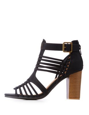 Caged Block Heel Sandals | Charlotte Russe | Charlotte Russe