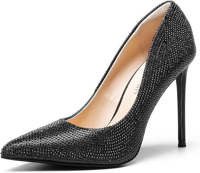 DREAM PAIRS Women's Closed Pointed Toe High Stiletto Heels Pumps Fashion Slip On Party Wedding Dressy Shoes, 4 Inches | Amazon (US)