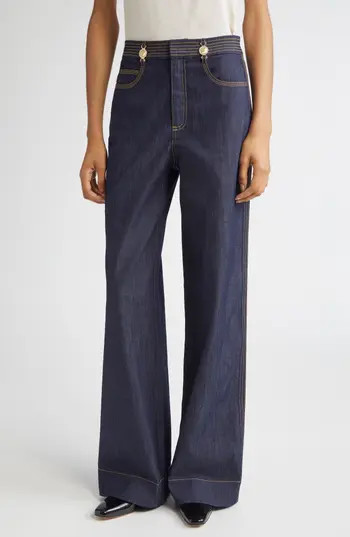 Cinq à Sept Bev High Waist Flare Leg Jeans in Indigo at Nordstrom Rack, Size 12 | Nordstrom Rack