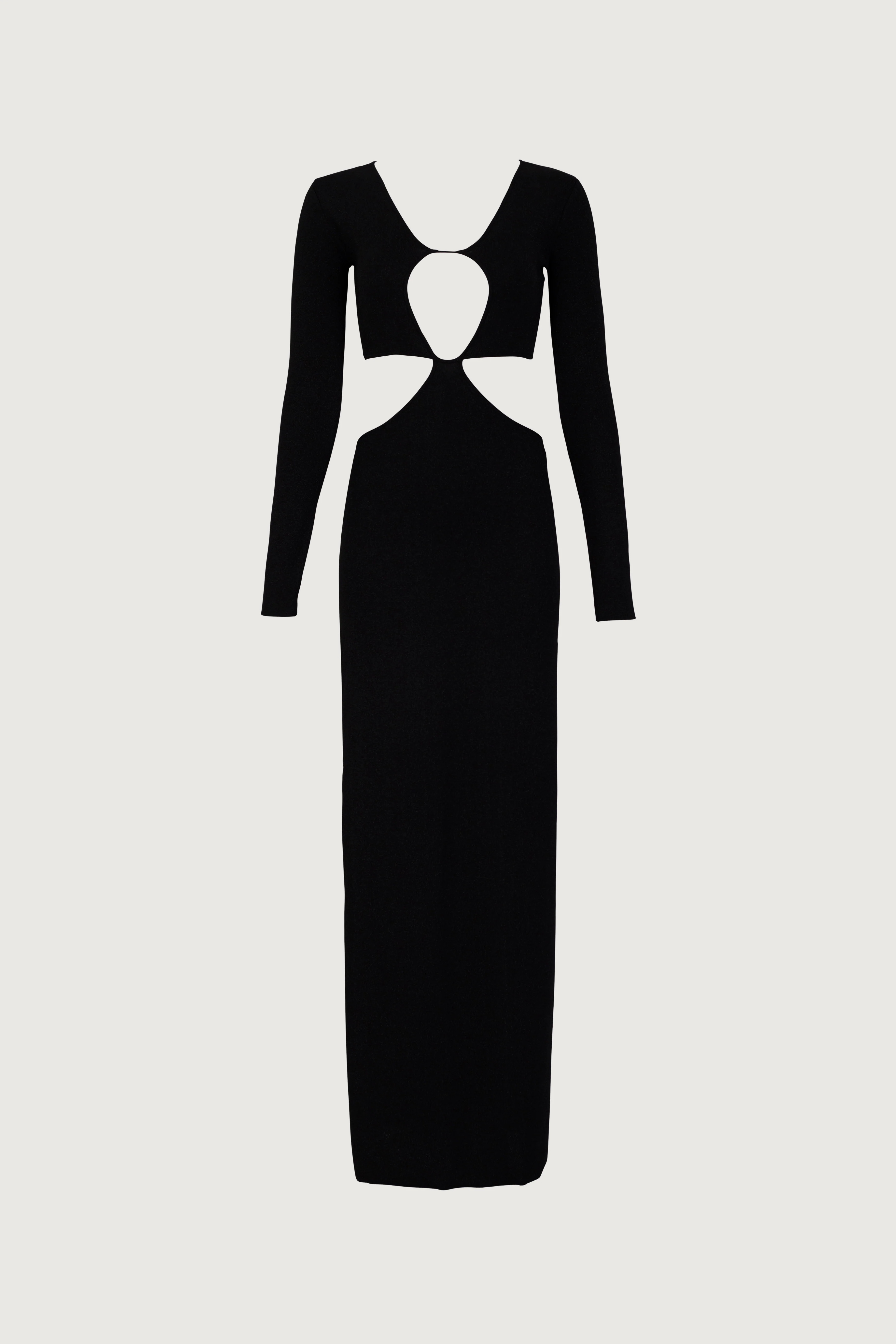 Long Sleeve Cut Out Maxi Dress (Black Lurex) | SAME
