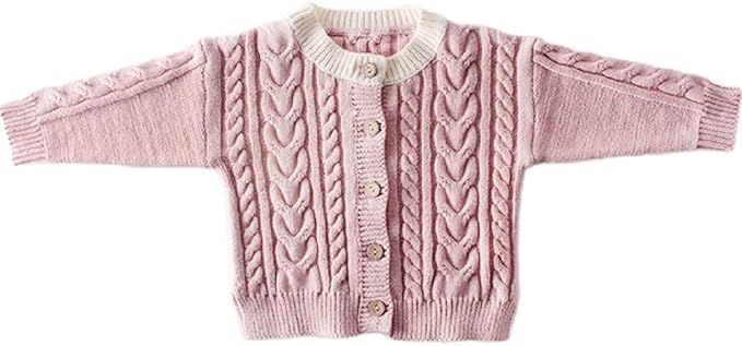 Newborn Baby Boy Girls Cable Knit Cardigan Button-Down Sweater Pullover Coat Unisex Fall Winter C... | Amazon (US)