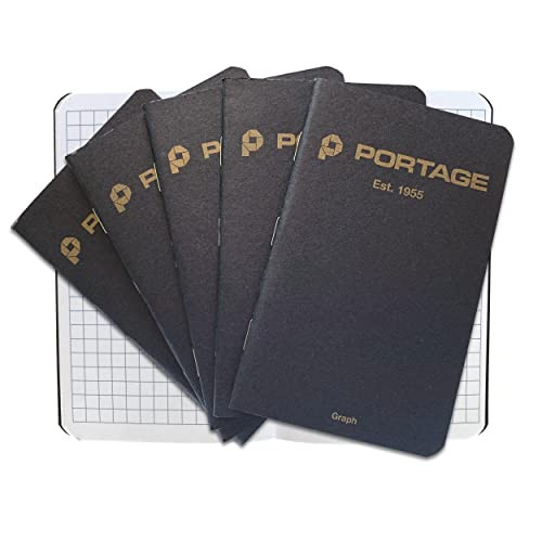 Portage Pocket Graph Notebooks 6-Pack, 3.5 x 5.5 inch memo books sized like Field Notes