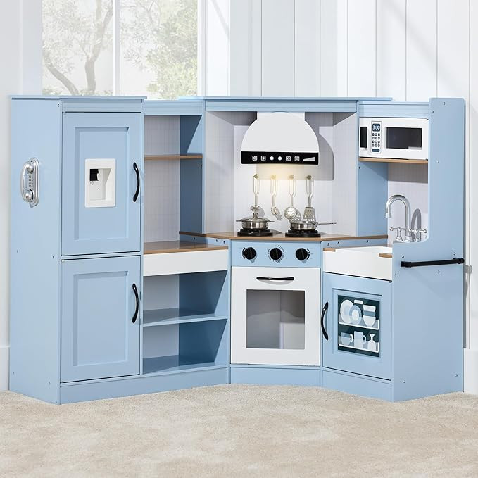 Best Choice Products Pretend Play Corner Kitchen, Ultimate Interactive Wooden Kids Playset w/Ligh... | Amazon (US)