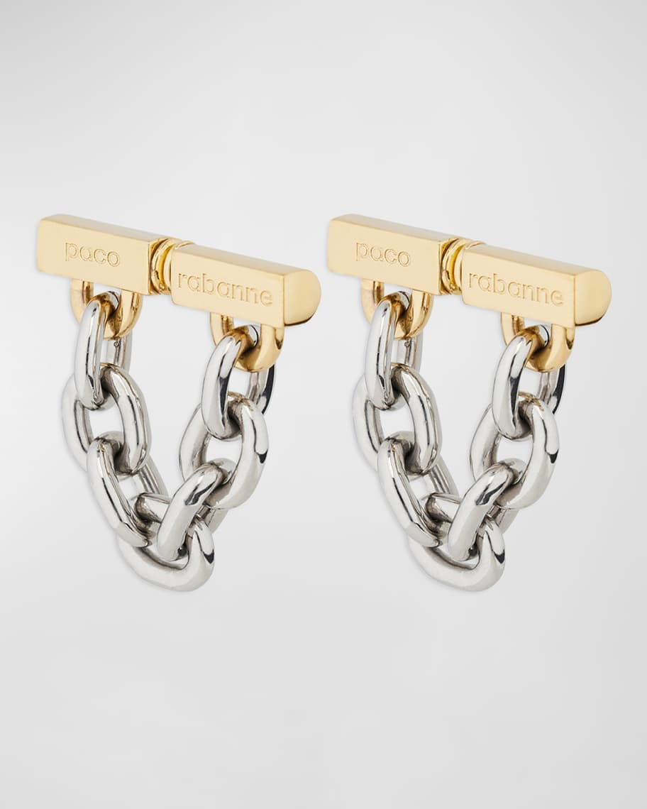 Rabanne XL Two-Tone Chain-Link Dangle Earrings | Neiman Marcus