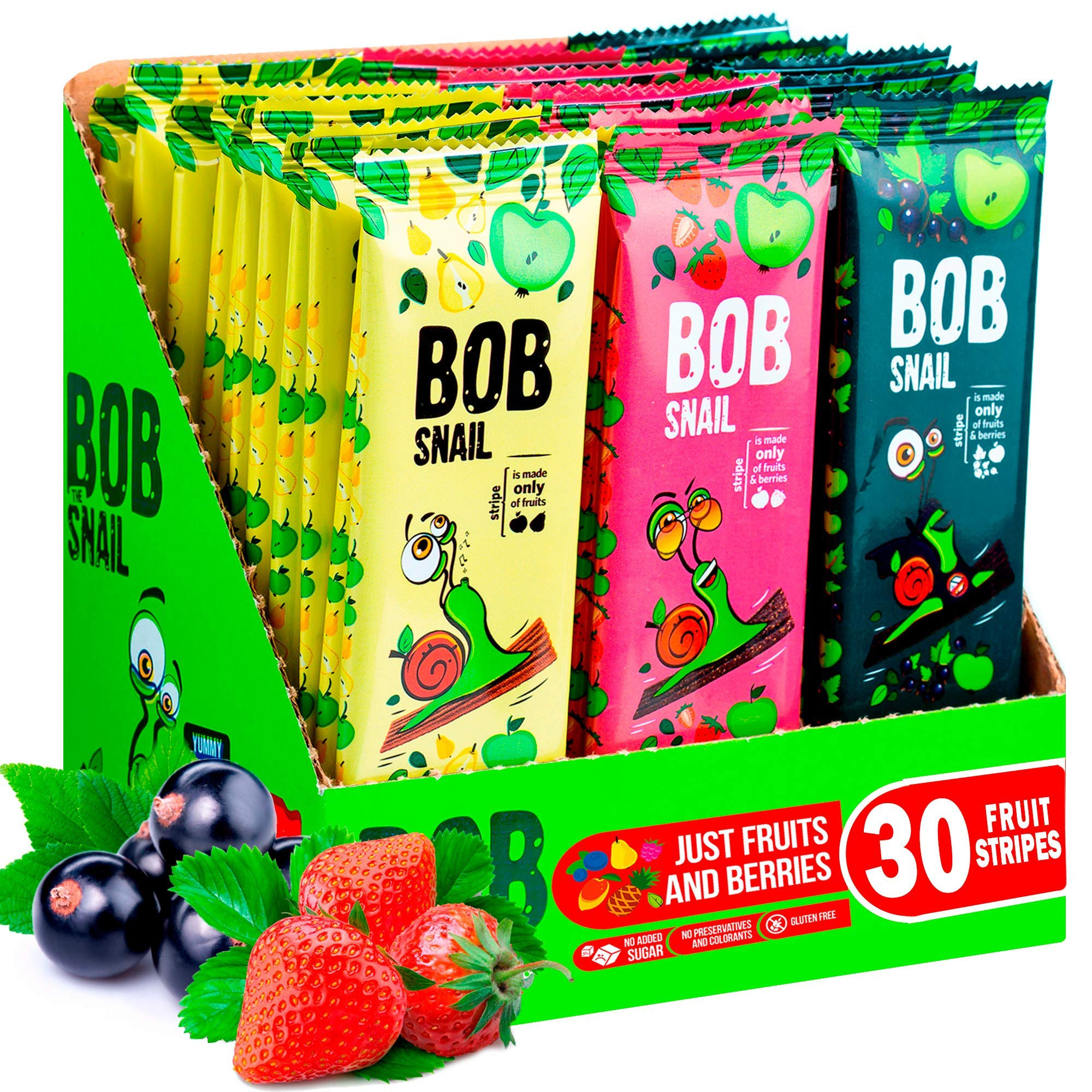 BOB SNAIL Healthy Snacks Variety Pack – 30 Gluten-Free Fruit Bars with Dried Strawberry, Pear, ... | Amazon (US)