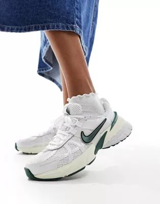 Nike V2K Run unisex sneakers in white and green | ASOS (Global)