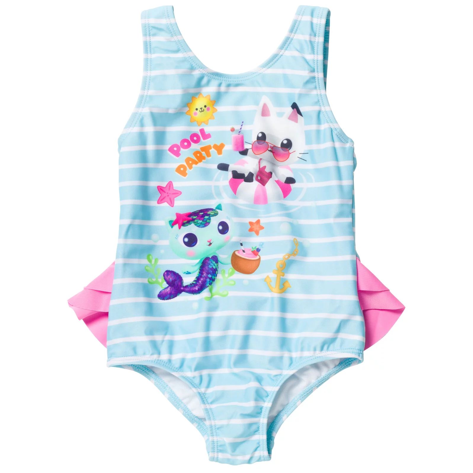 Dreamworks Gabby's Dollhouse MerCat Pandy Paws Little Girls One Piece Bathing Suit Blue / White 6 | Walmart (US)