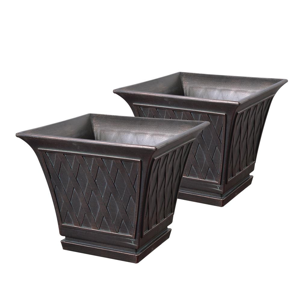 Kenroy Home Hyacinth 15 in. Brown Composite Planter Set (2-Pack) | The Home Depot