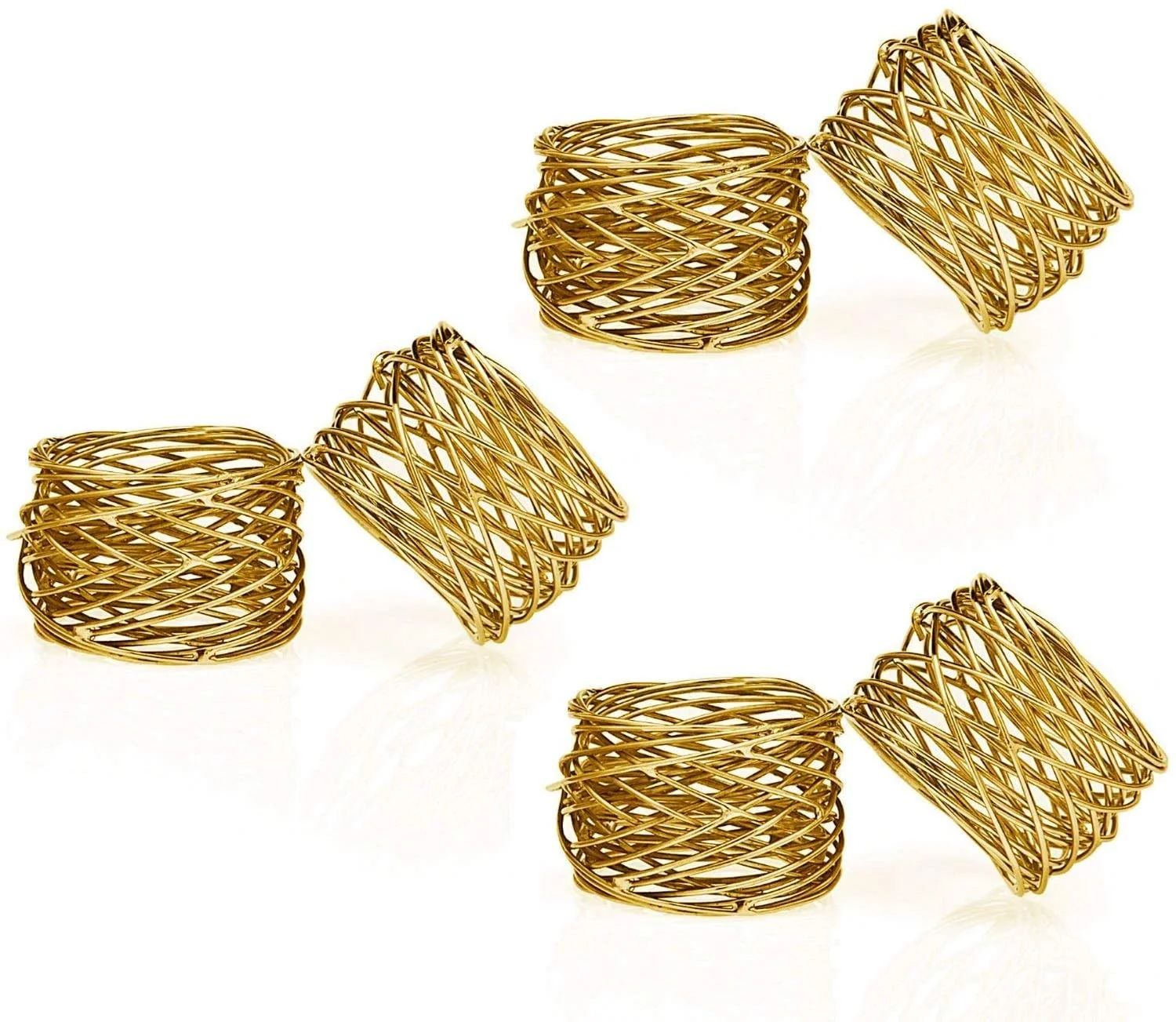 Handmade Round Mesh Napkin Rings Holder for Dinning Table Parties Everyday, Set of 6 (Gold) | Walmart (US)