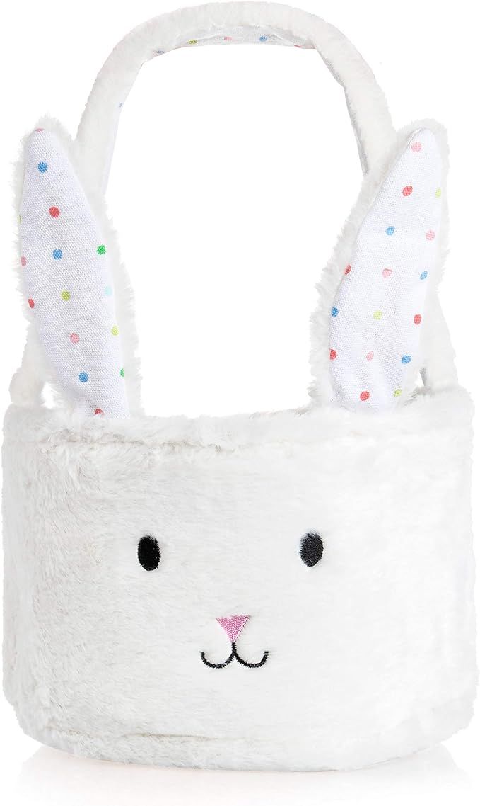 Homarden Plush Bunny Basket - Cute Fluffy Bunny Baskets with Foldable Ears - Rabbit Candy Bucket,... | Amazon (US)