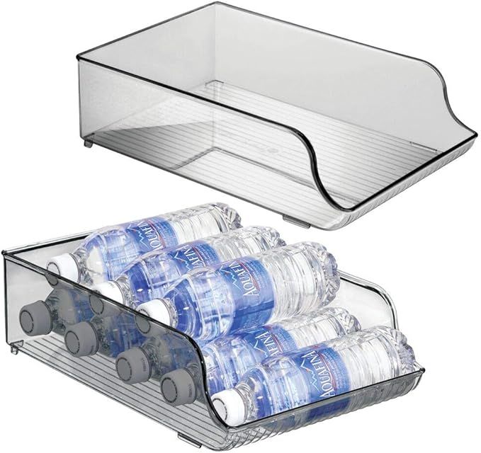 mDesign Wide Plastic Kitchen Water Bottle Storage Organizer Tray Rack - Holder and Dispenser for ... | Amazon (US)