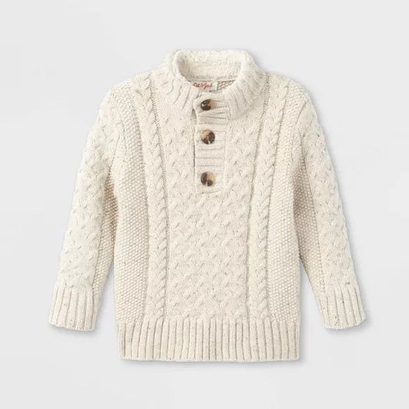 Toddler Boys' Mock Neck Pullover Sweater - Cat & Jack™ Cream | Target