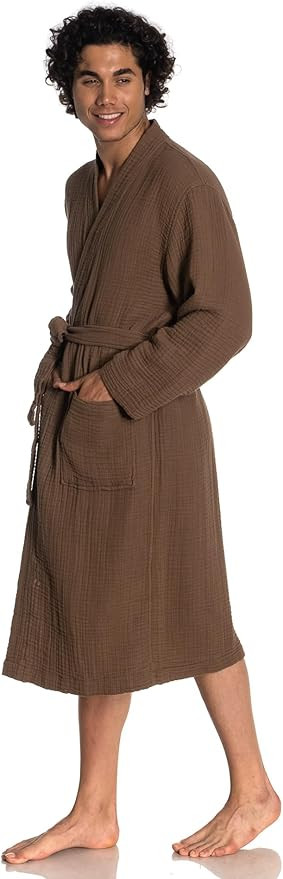 Muslin Unisex Bathrobe Women & Men, 100% Cotton Kimono Lightweight Robe | Long Robes Soft, Absorb... | Amazon (US)
