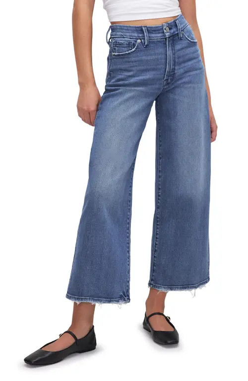 Good American Good Waist Crop Palazzo Jeans in Indigo338 at Nordstrom, Size 14 | Nordstrom