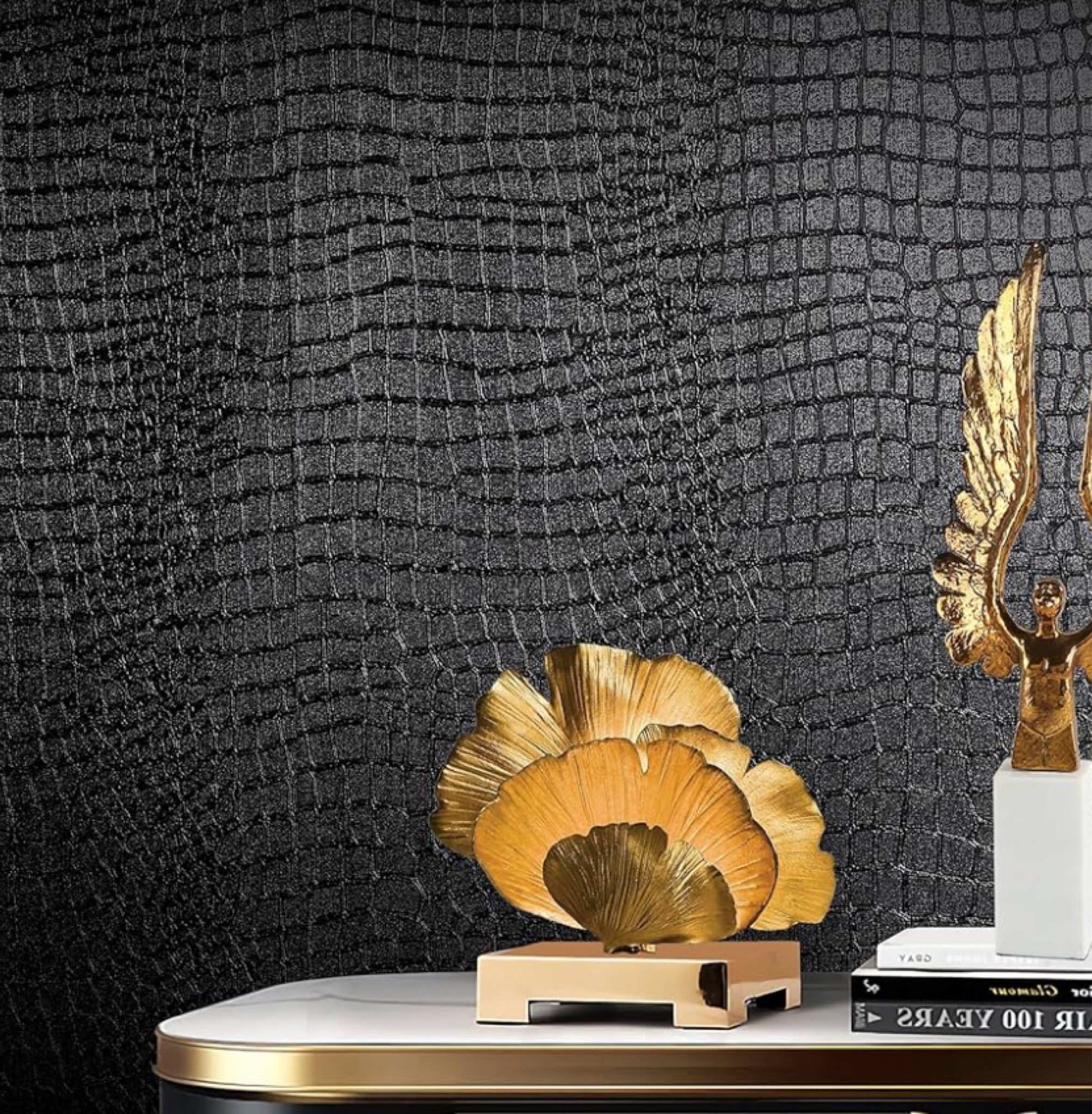 Black leather textured wallpaper 

#LTKhome