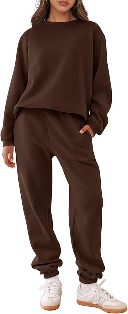 ANRABESS Women's Two Piece Outfits Lounge Set Long Sleeve Crewneck Sweatshirt Jogger Pants Tracks... | Amazon (US)