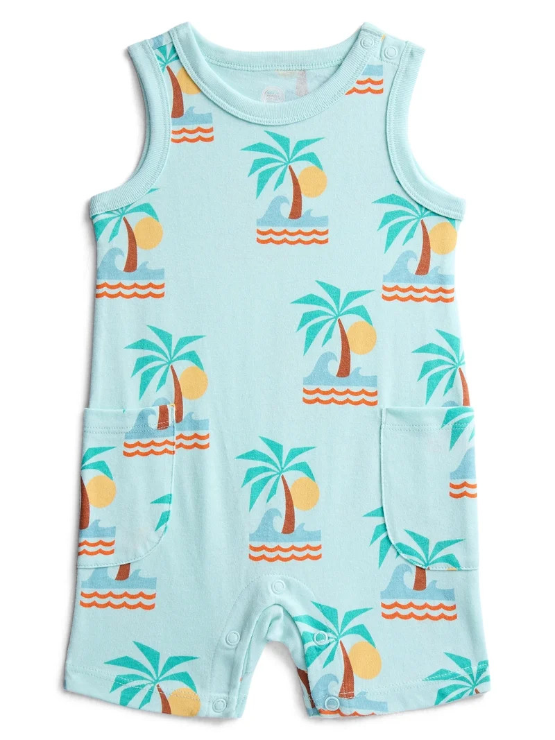 Wonder Nation Baby Boys' Print Tank Romper, Sizes 0M-24M | Walmart (US)