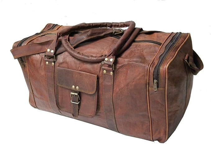 24 Inch Genuine Leather Duffel | Travel Overnight Weekend Leather Bag | Sports Gym Duffel for Men... | Amazon (US)