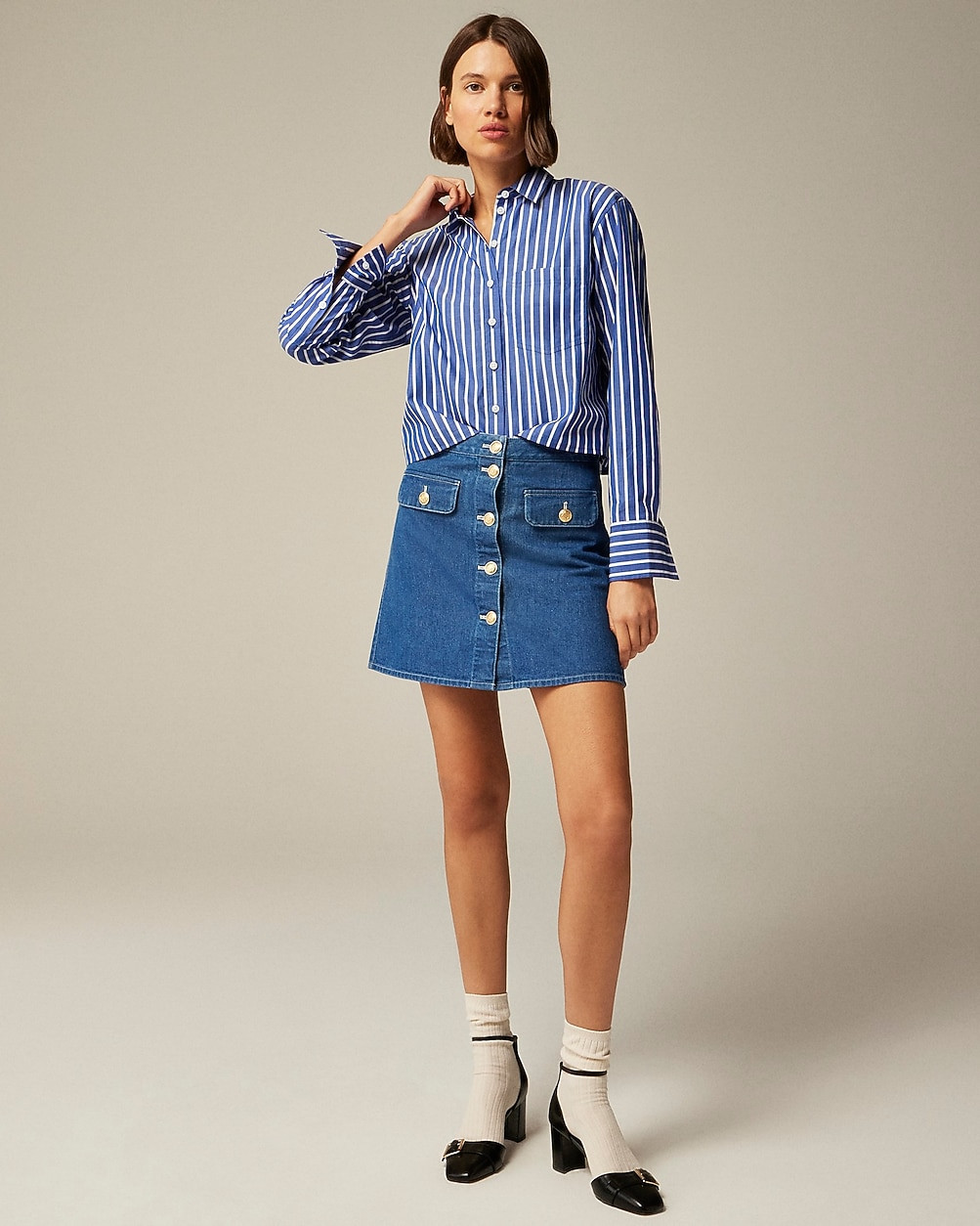 Button-front denim mini skirt | J. Crew US