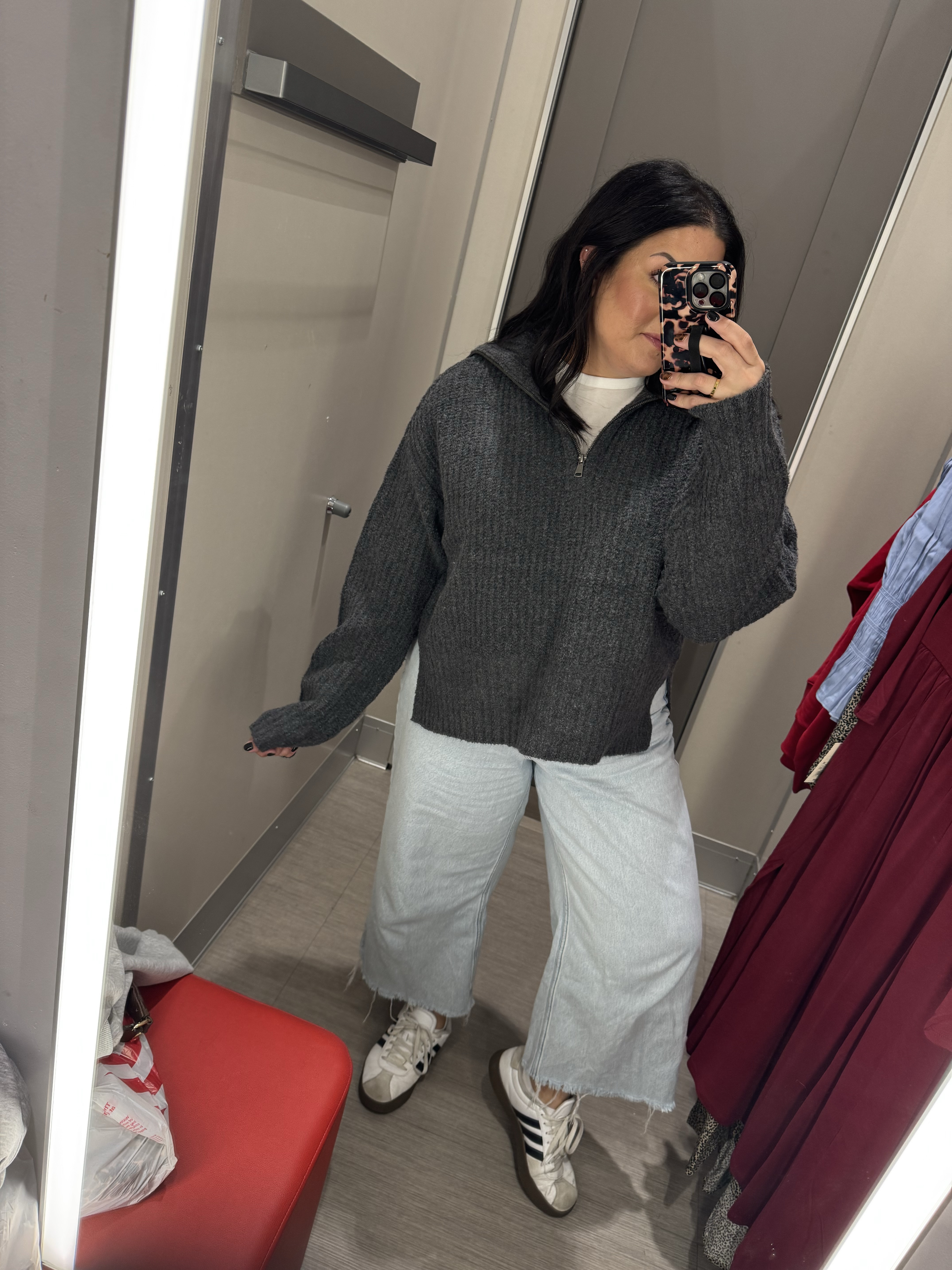 XL sweater/size 32 (14) jeans 

Oversized sweater, quarter zip sweater, sweater outfit, teacher outfit, fall outfit 

#LTKMidsize #LTKSeasonal #LTKFindsUnder50