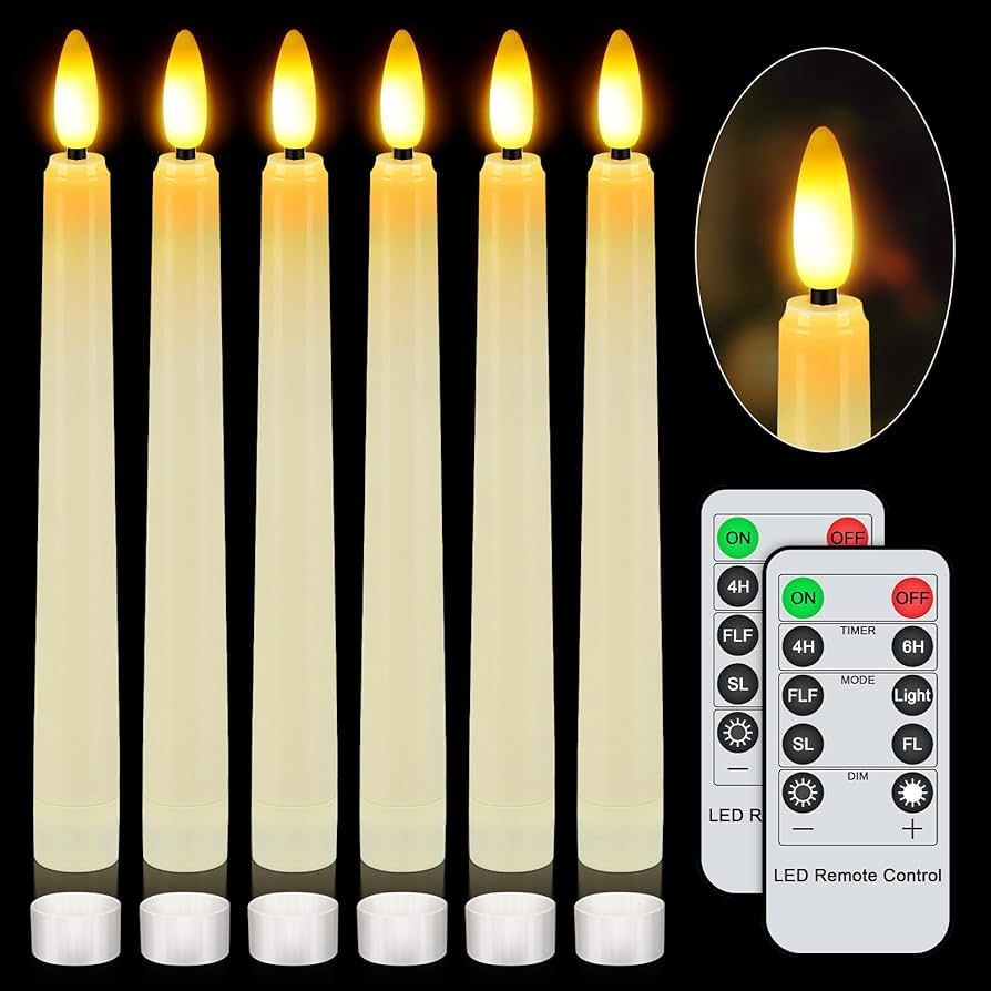 crowm Flameless Taper Candles with Remote, Battery Operated LED Electric Window Candles, 6 Pack I... | Amazon (US)