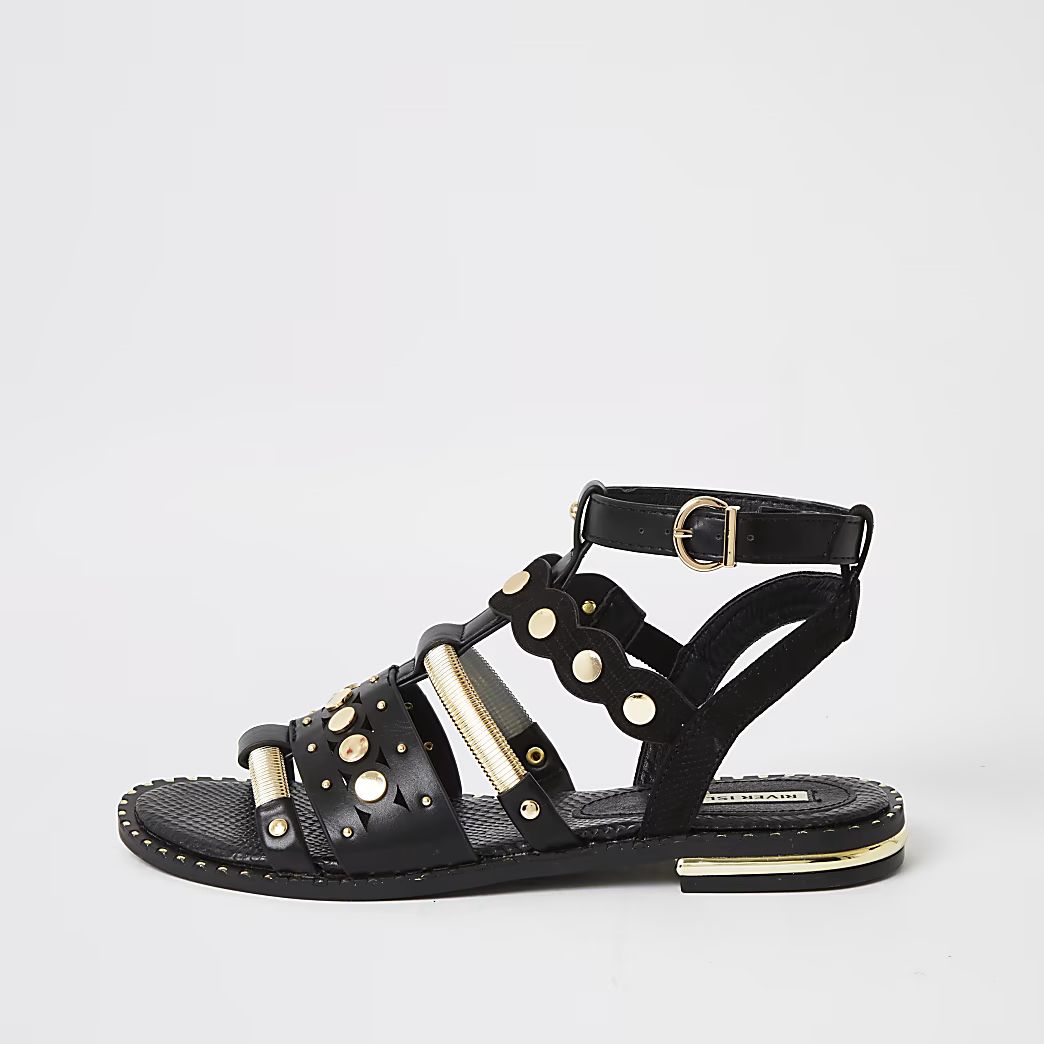 Black embellished gladiator sandals | River Island (UK & IE)
