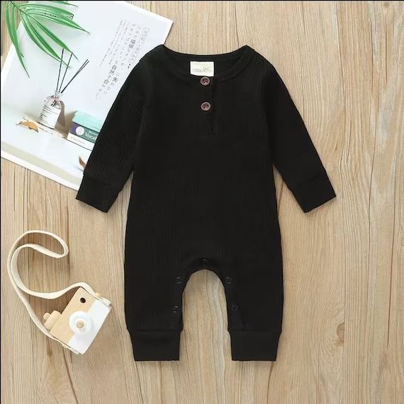Black Gender Neutral Ribbed Outfit  Black Jumpsuit  Baby | Etsy | Etsy (US)