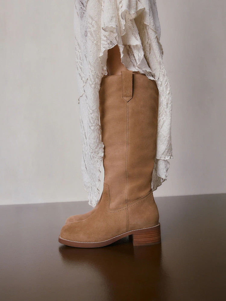 Tan Brown Suede Forever Comfort\u00ae Knee High Pull On Boots | Next US