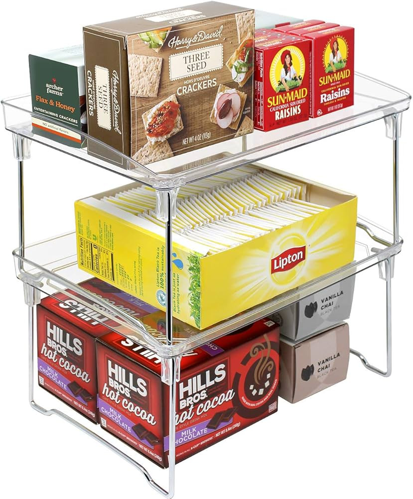 Sorbus Stackable Shelves for Cabinets & Countertop - Storage Shelf Organizer Stand Racks- Foldabl... | Amazon (US)