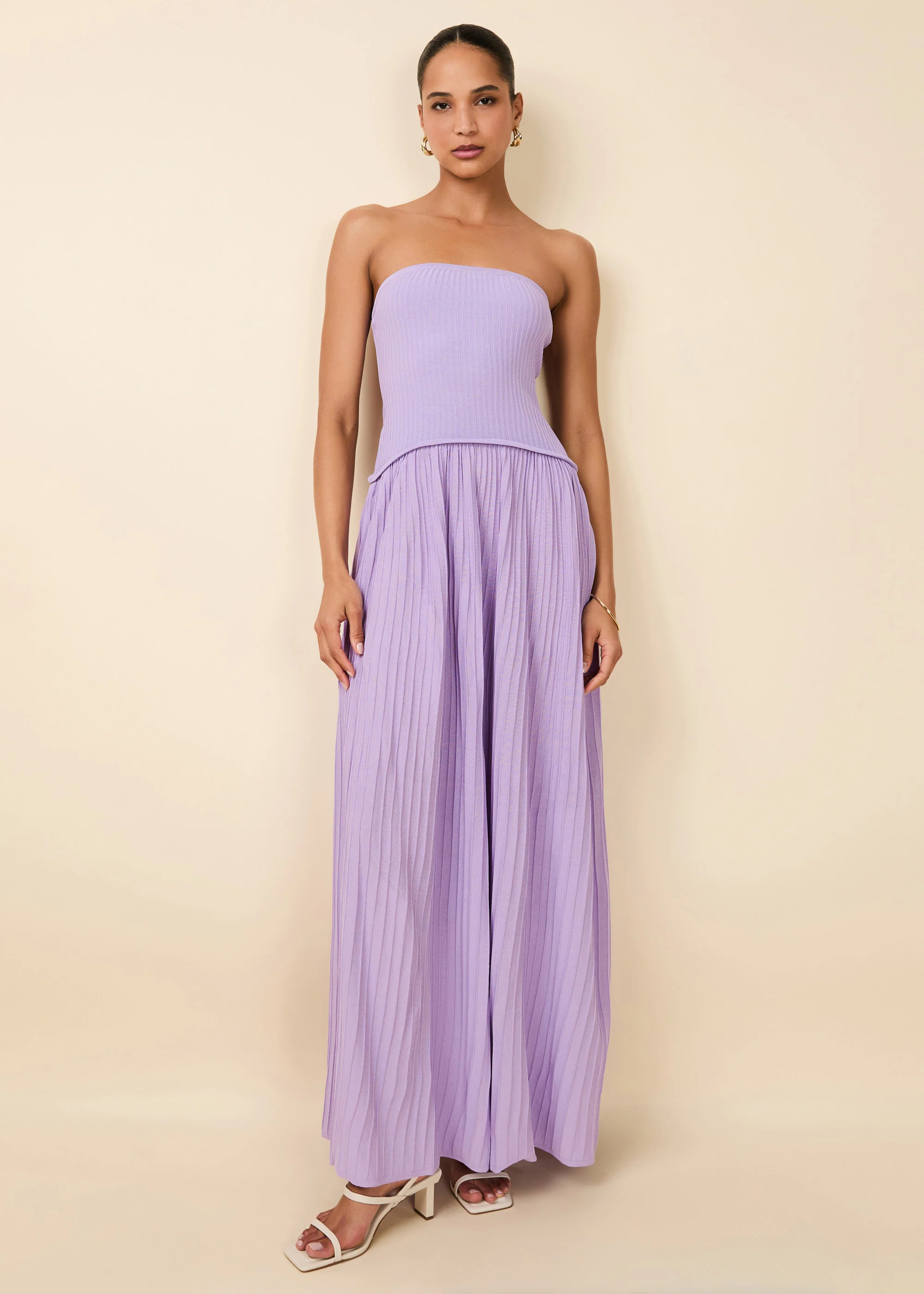 Strapless Soglio Dress Ribbed Lavender | Solid & Striped