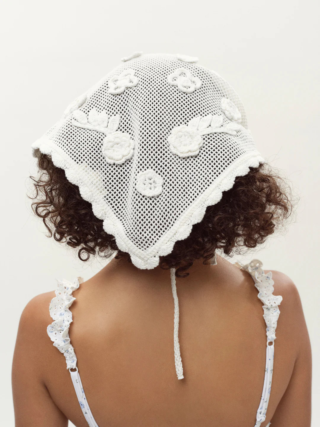 Floral Crochet Headscarf \u2014 White | For Love & Lemons
