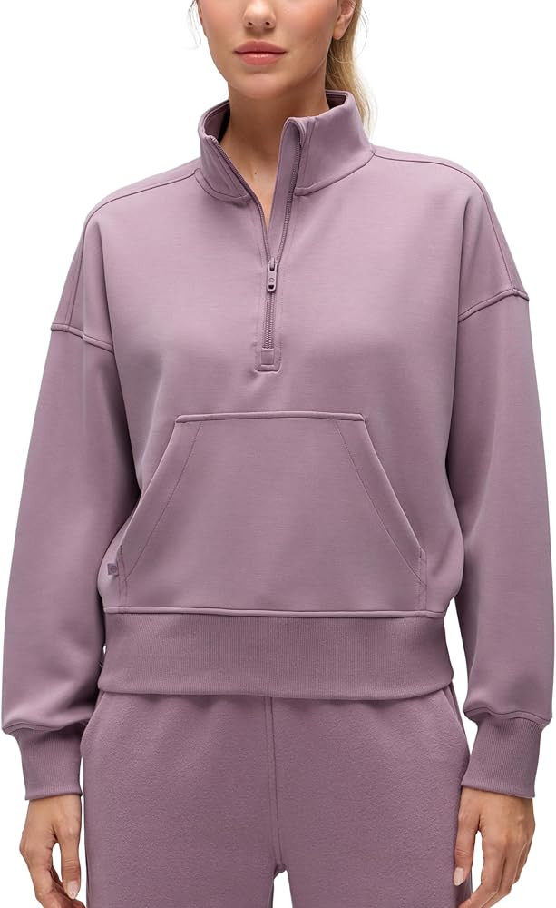 CRZ YOGA SoftAura Half Zip Sweatshirt for Women - Pullover Workout Casual Funnel Neck Sweat Shirt... | Amazon (US)