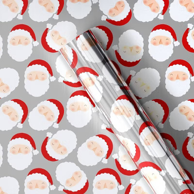 30" 25 sq ft Christmas Roll Wrap Santa on Silver - Wondershop™ | Target