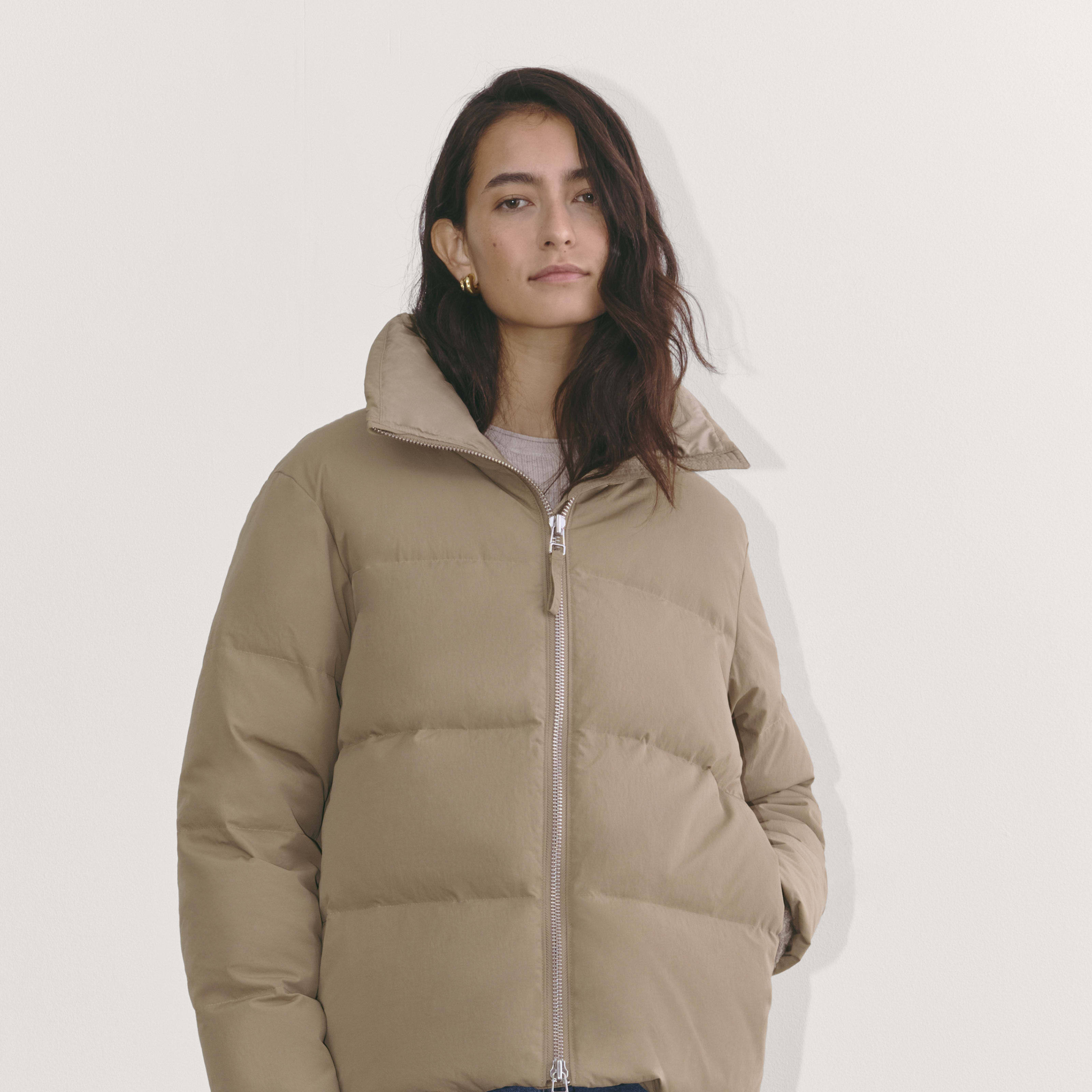 Women's Puffer Bomber Coat by Everlane in Taupe Grey, Size XXS | Everlane
