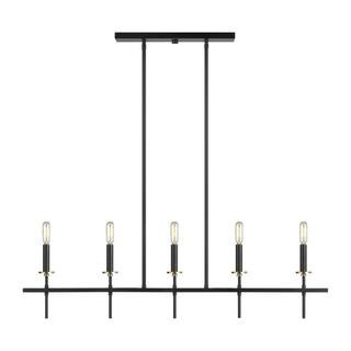 Generation Lighting Oliver 5-Light Midnight Black Modern Minimalist Hanging Candlestick Linear Ch... | The Home Depot