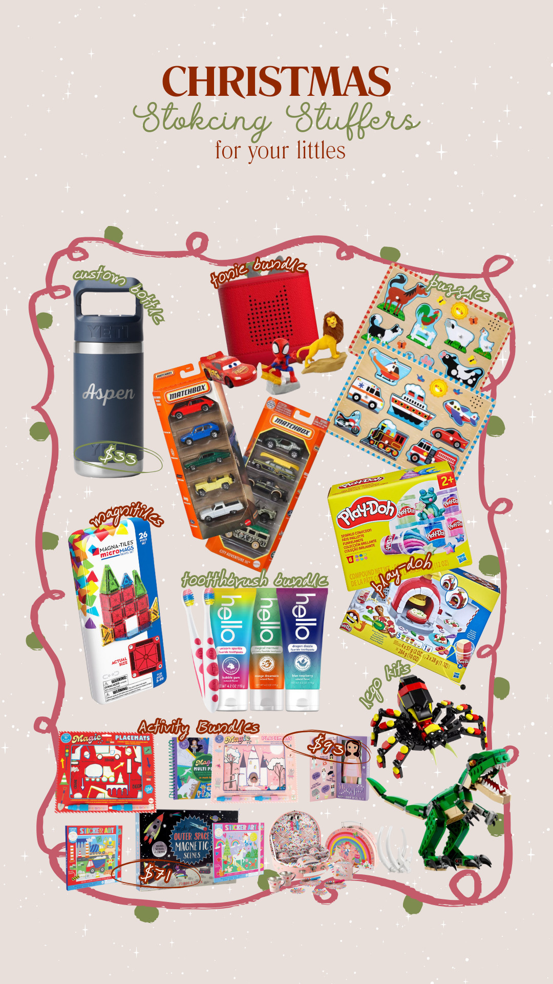 Stocking stuffers for your littles ✨
Simple, fun finds that encourage play, creativity, and everyday routines.
Save this if you’re filling stockings and want ideas beyond candy.
kids gifts • toddler stocking stuffers • Christmas gift ideas • on a budget 

 

#LTKGiftGuide #LTKHoliday #LTKmomlife