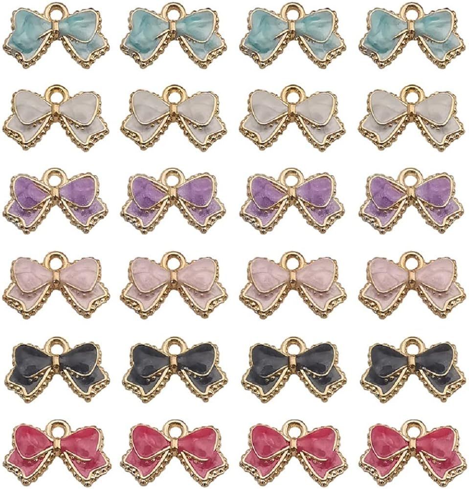Bow Enamel Charms - Pack of 60 Bowknot Pendants Cute Multicolor Earrings Accessories for Necklace... | Amazon (US)