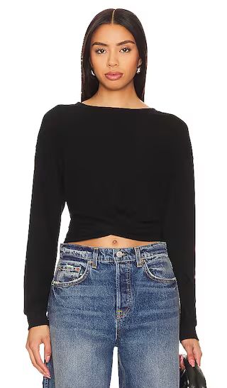 Amelia Twist Front Top in Black | Revolve Clothing (Global)