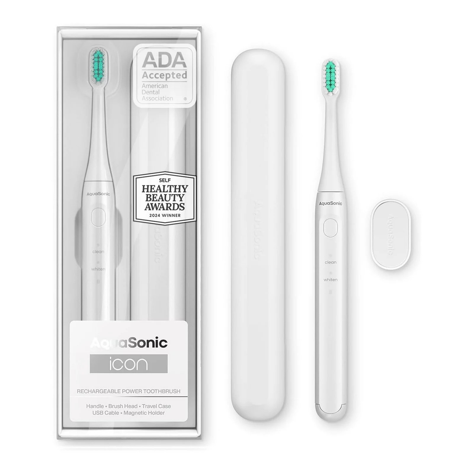 AquaSonic Icon Rechargeable Power Toothbrush, White | Kohl's