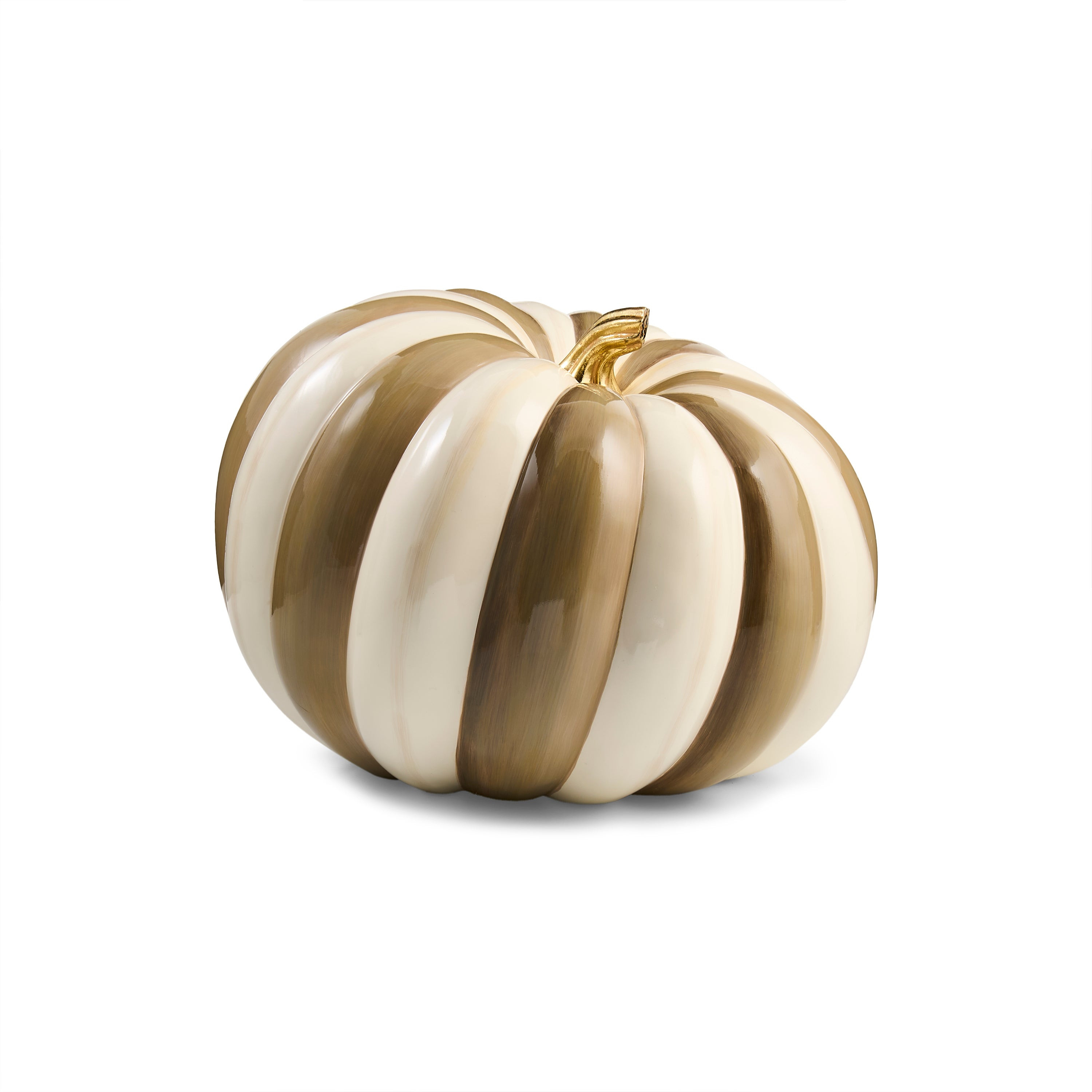 MacKenzie-Childs Mocha Stripe Extra Large Pumpkin Figurine | MacKenzie-Childs