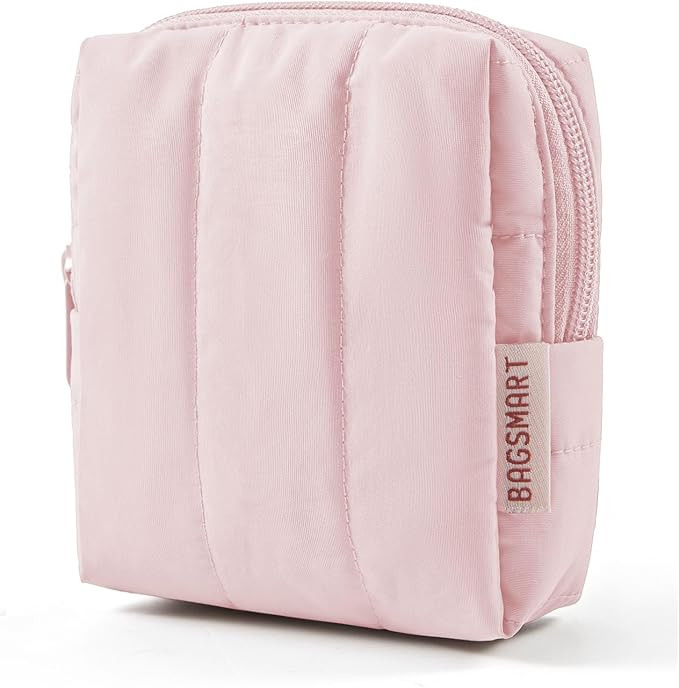 BAGSMART Small Travel Makeup Bag for Purse Toiletry Pouch, Puffy Padded Mini Cosmetics Bag, Cute ... | Amazon (US)
