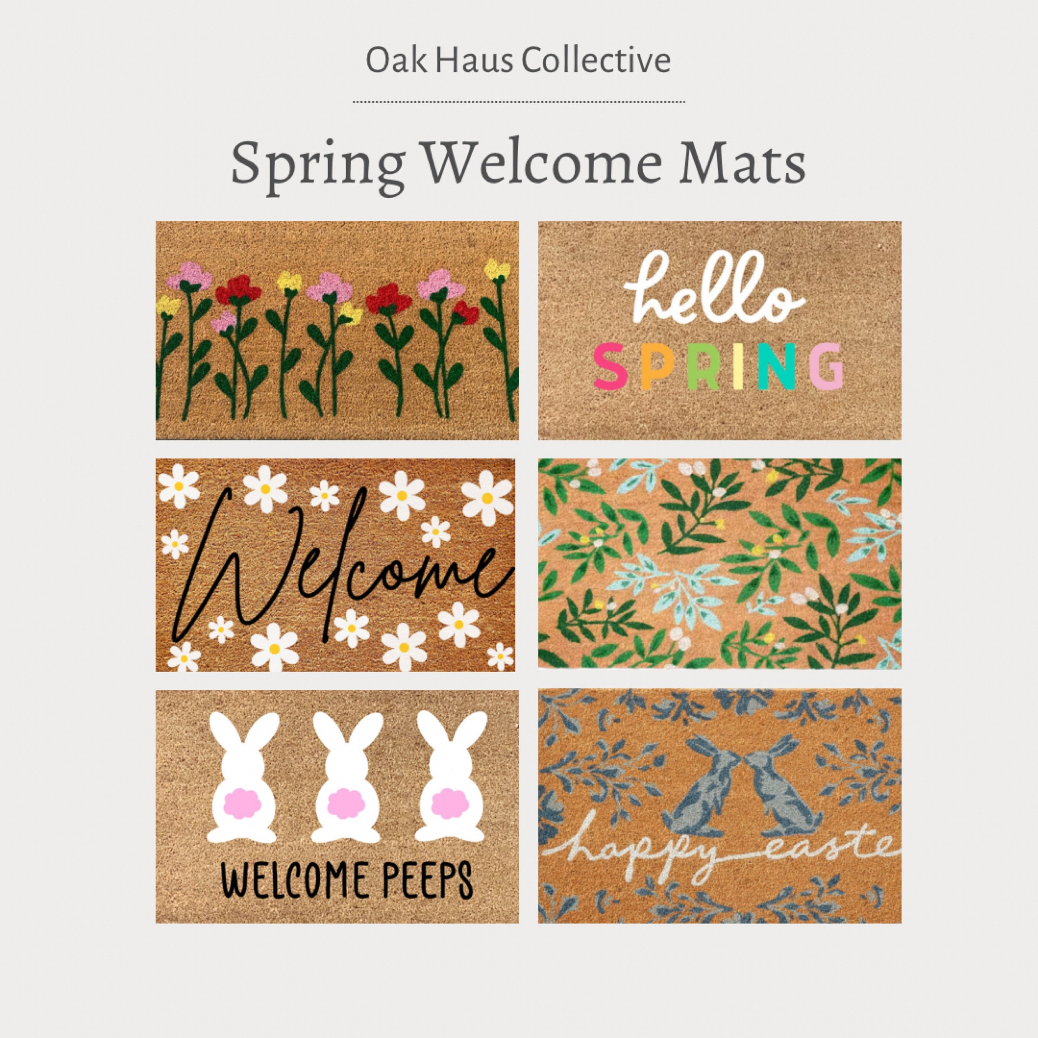 Spring Welcome Mats 🌼🌸🐰

Easter mat, spring mat, welcome mat, front door mats, porch mats, floral mat, Easter decor, Easter home decor, spring home decor 

#LTKSeasonal #LTKfamily #LTKhome