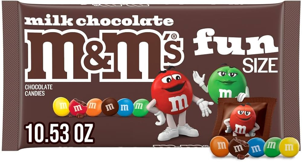 M&M'S Milk Chocolate Candy, Fun Size Candy Bags for Party Favors, Holidays, Parties, 10.53oz Bulk... | Amazon (US)