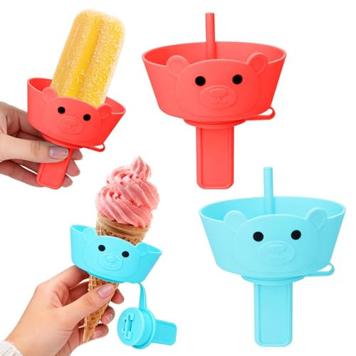 AIERSA 2-in-1 Silicone Popsicle & Ice Cream Holders for Kids, Reusable Popsicle Holder for Toddlers Catches Melting Drips, Dishwasher Safe Popsicle Drip Catcher with Storage Case 2-Pack | Amazon (US)